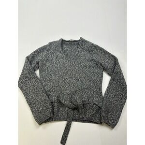 J.CREW‎ WOMENS SMALL SWEATER WITH BELT 100% WOOL GRAY